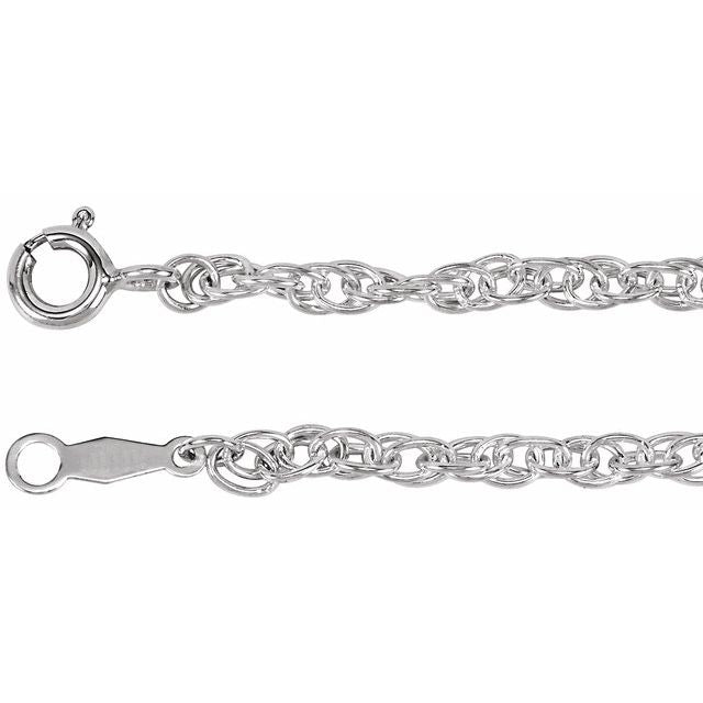 Sterling Silver 2.5 mm Rope 20" Chain