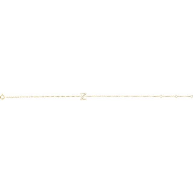 14K Yellow .06 CTW Natural Diamond Initial Z 6-7" Bracelet