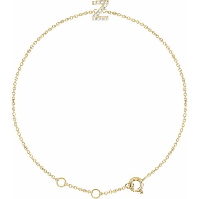 14K Yellow .06 CTW Natural Diamond Initial Z 6-7" Bracelet