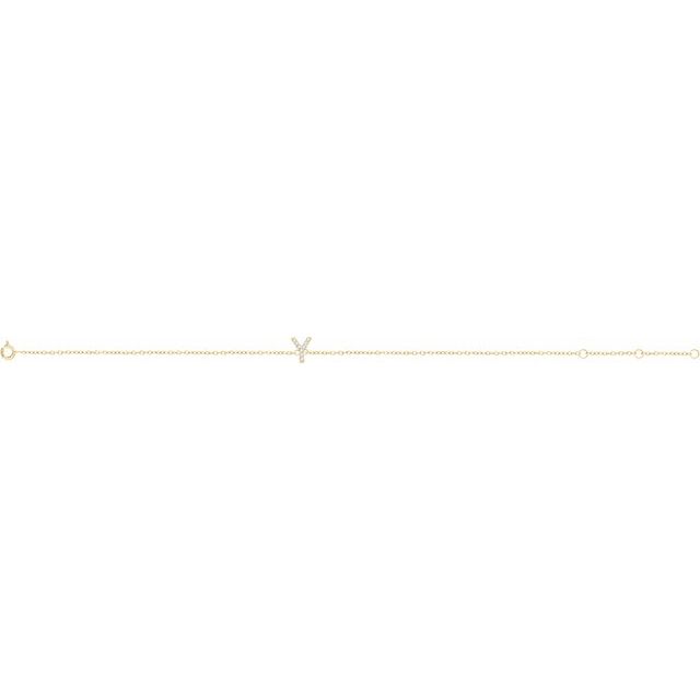 14K Yellow .04 CTW Natural Diamond Initial Y 6-7" Bracelet