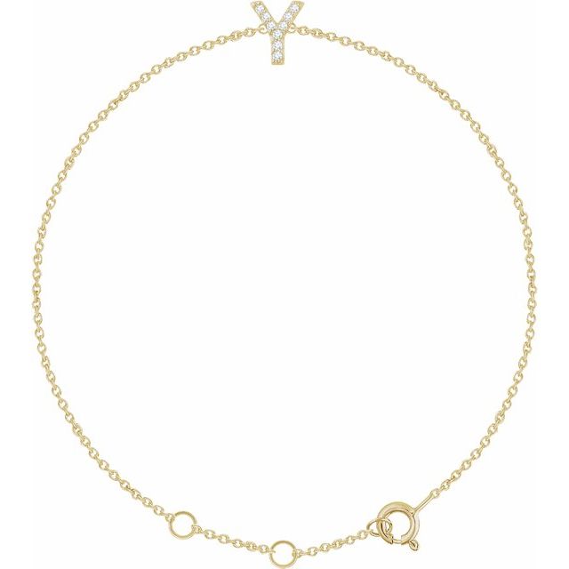 14K Yellow .04 CTW Natural Diamond Initial Y 6-7" Bracelet