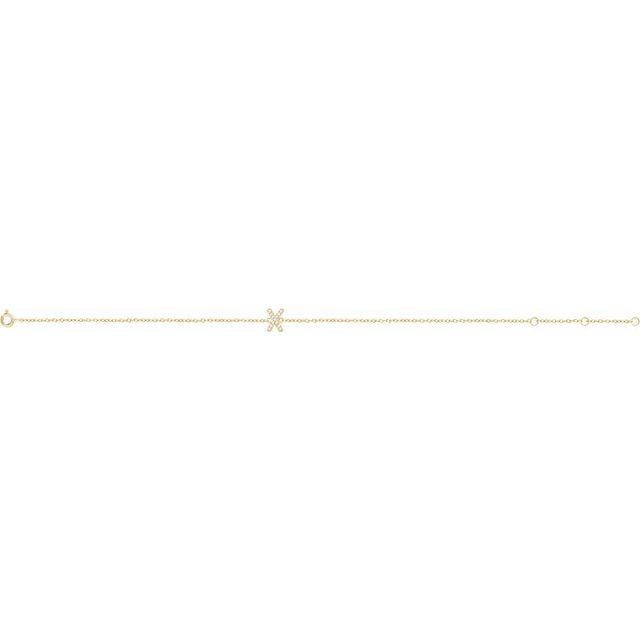 14K Yellow .04 CTW Natural Diamond Initial X 6-7" Bracelet