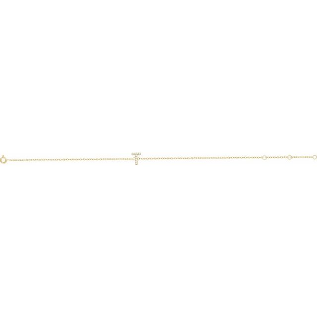 14K Yellow .05 CTW Natural Diamond Initial T 6-7" Bracelet