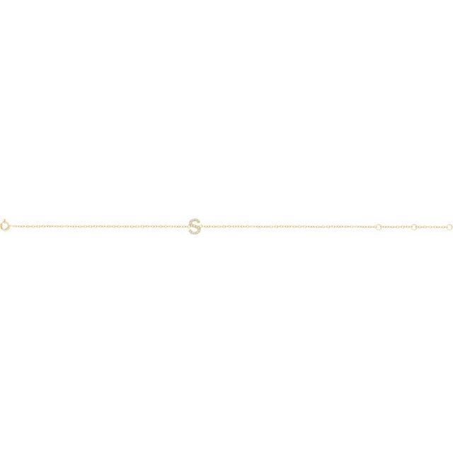 14K Yellow .05 CTW Natural Diamond Initial S 6-7" Bracelet