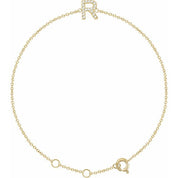 14K Yellow .06 CTW Natural Diamond Initial R 6-7" Bracelet
