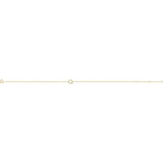 14K Yellow .07 CTW Natural Diamond Initial Q 6-7" Bracelet