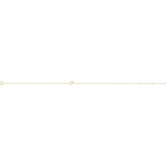 14K Yellow .05 CTW Natural Diamond Initial P 6-7" Bracelet