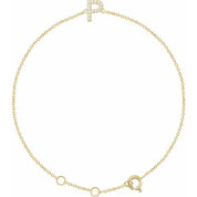 14K Yellow .05 CTW Natural Diamond Initial P 6-7" Bracelet