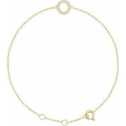 14K Yellow .06 CTW Natural Diamond Initial O 6-7" Bracelet