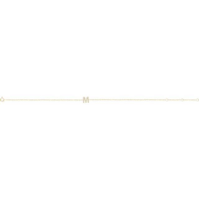 14K Yellow .07 CTW Natural Diamond Initial M 6-7" Bracelet