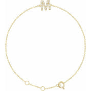 14K Yellow .07 CTW Natural Diamond Initial M 6-7" Bracelet