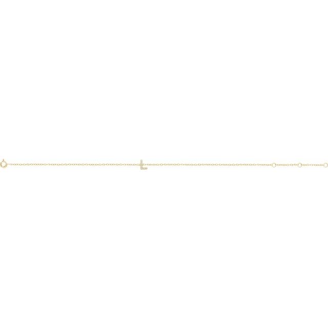 14K Yellow .04 CTW Natural Diamond Initial L 6-7" Bracelet