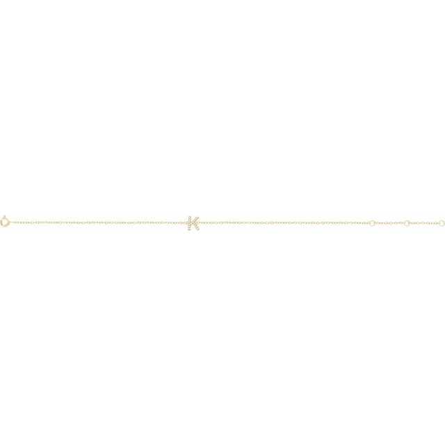 14K Yellow .05 CTW Natural Diamond Initial K 6-7" Bracelet