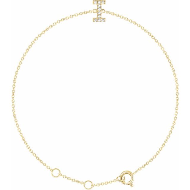14K Yellow .05 CTW Natural Diamond Initial I 6-7" Bracelet
