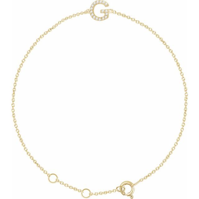 14K Yellow .05 CTW Natural Diamond Initial G 6-7" Bracelet