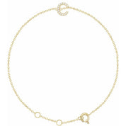 14K Yellow .04 CTW Natural Diamond Initial C 6-7" Bracelet
