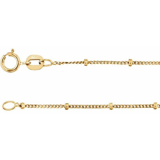 14K Yellow Gold-Filled 1 mm Beaded Curb Chain - CH228:1018:P