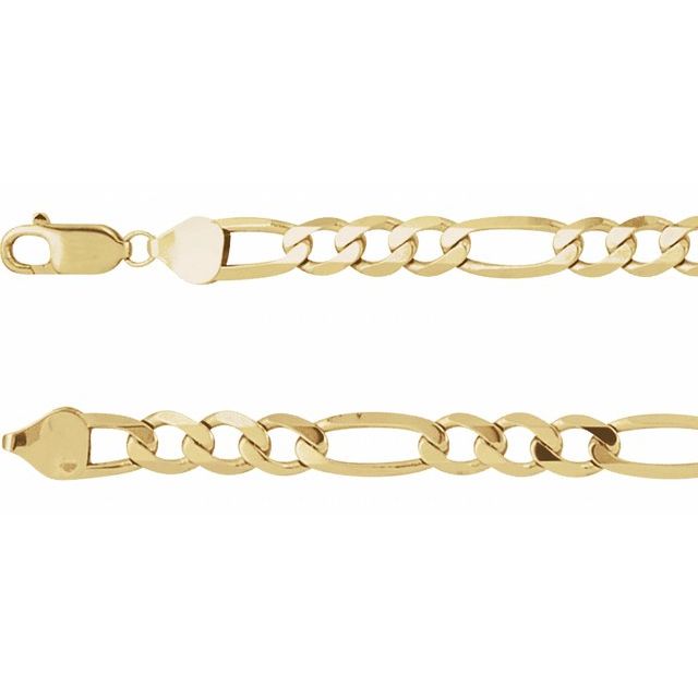 14K Yellow 6.5 mm Figaro 18" Chain