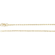 14K Yellow 1.3 mm Diamond-Cut Rope Rope 7" Chain
