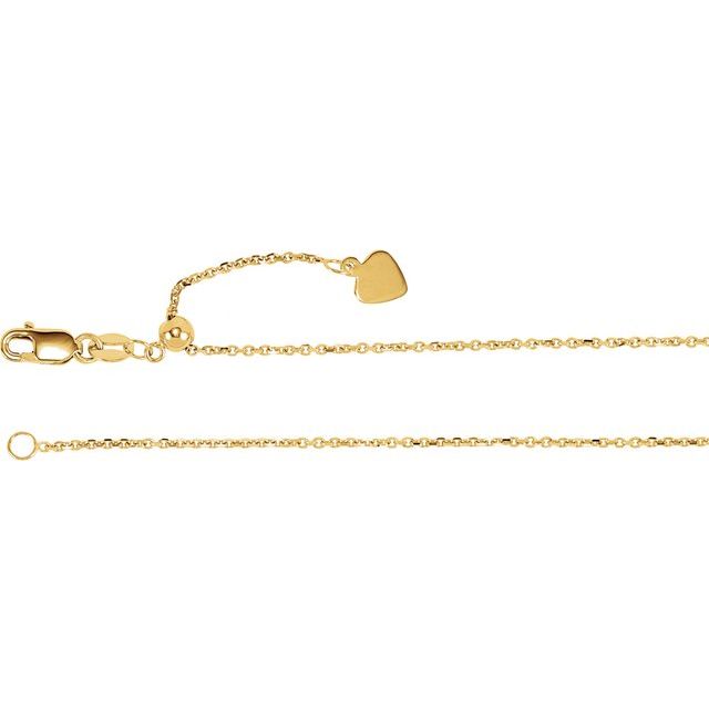 14K Yellow 1 mm Adjustable Cable 16-22" Chain