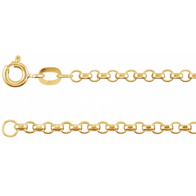 14K Yellow Gold 2.5 mm Hollow Diamond-Cut Rolo Chain