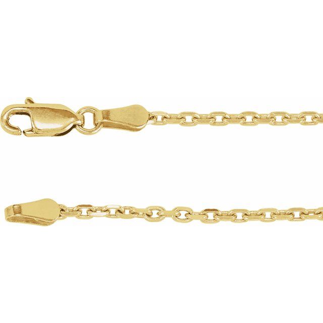 14K Yellow 2 mm Diamond-Cut Cable 7" Chain