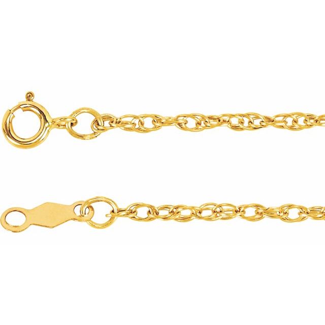 14K Yellow 1.5 mm Rope 24" Chain