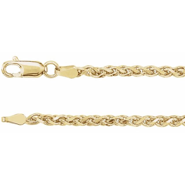 14K Yellow 2.75 mm Diamond-Cut Wheat Chain 7" Chain