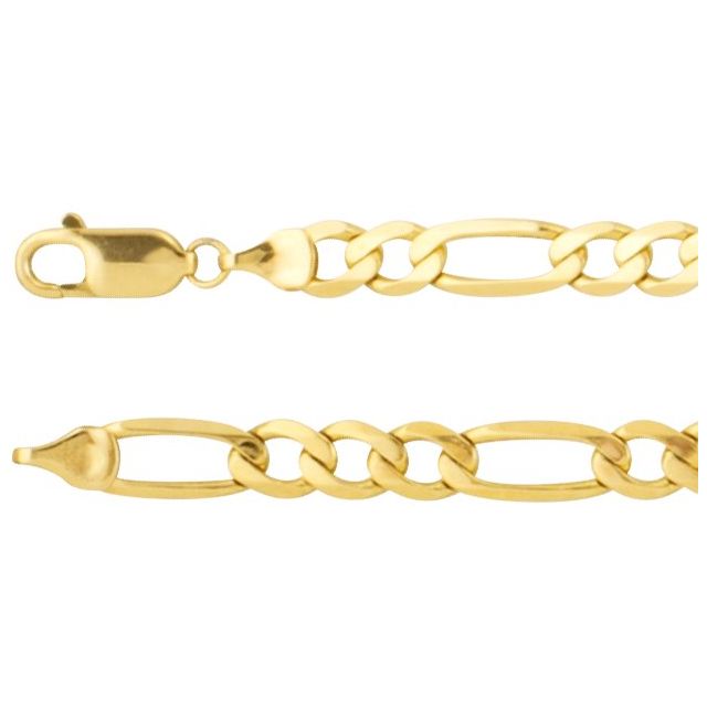 14K Yellow 5.5 mm Figaro 7" Chain