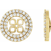 14K Yellow 3/4 CTW Natural Diamond Earring Jackets for 8 mm Pearl Stud Earrings