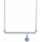 Platinum Natural Aquamarine Bezel-Set 16" Necklace