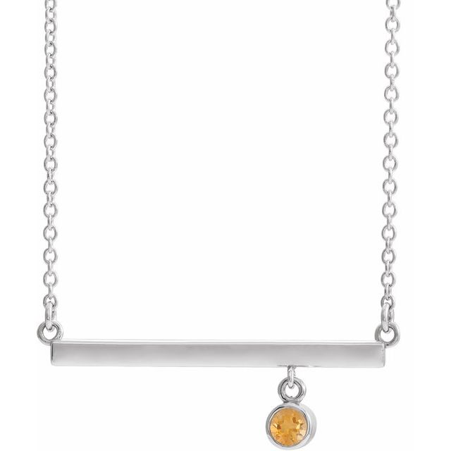 Sterling Silver Natural Citrine Bezel-Set 16" Necklace