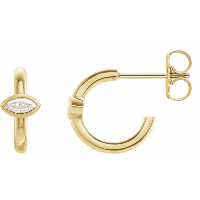 14K Yellow 1/8 CTW Natural Diamond Huggie Hoop Earrings - 87081:611:P