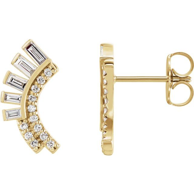 14K Yellow Gold 1/3 CTW Natural Diamond Fan Earrings - Elegant Jewelry by Brand