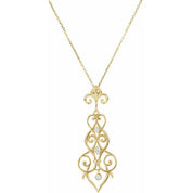 14K Yellow 1/6 CTW Natural Diamond Decorative Fleur-de-lis 18" Necklace