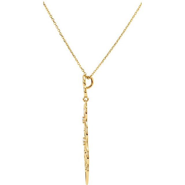 14K Yellow 1/6 CTW Natural Diamond Decorative Fleur-de-lis 18" Necklace