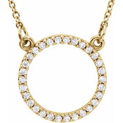 14K Yellow 1/8 CTW Natural Diamond Circle 16" Necklace