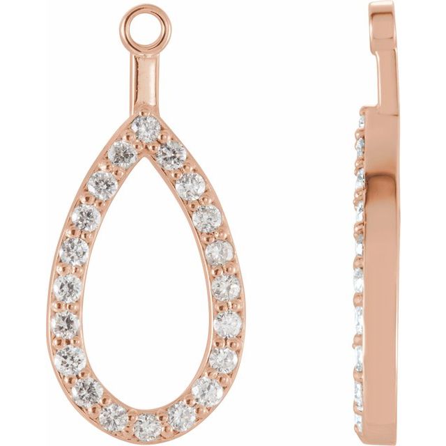 14K Rose 1/4 CTW Natural Diamond Teardrop Earring Jackets