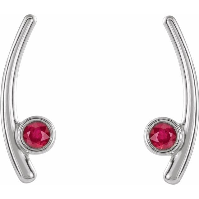 Sterling Silver Natural Ruby Ear Climbers