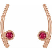 14K Rose Natural Ruby Ear Climbers