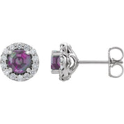 Sterling Silver 5.5 mm Lab-Grown Alexandrite & 1/4 CTW Natural Diamond Earrings