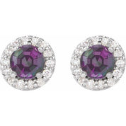 Sterling Silver 4.5 mm Lab-Grown Alexandrite & 1/4 CTW Natural Diamond Earrings