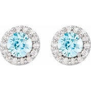 Sterling Silver Natural Aquamarine & 1/10 CTW Natural Diamond Earrings