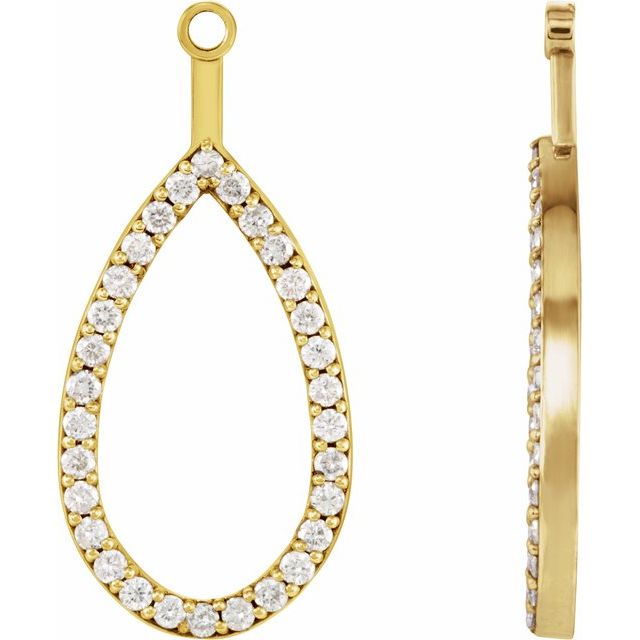 14K Yellow 1/4 CTW Natural Diamond Teardrop Earring Jackets