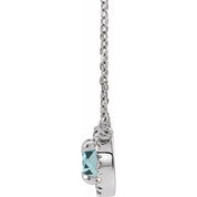 14K White 4.5 mm Natural Aquamarine & .05 CTW Natural Diamond 18" Necklace
