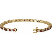 14K Yellow Natural Ruby & 2 1/3 CTW Natural Diamond Line 7" Bracelet