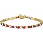 14K Yellow Natural Ruby & 2 1/3 CTW Natural Diamond Line 7" Bracelet