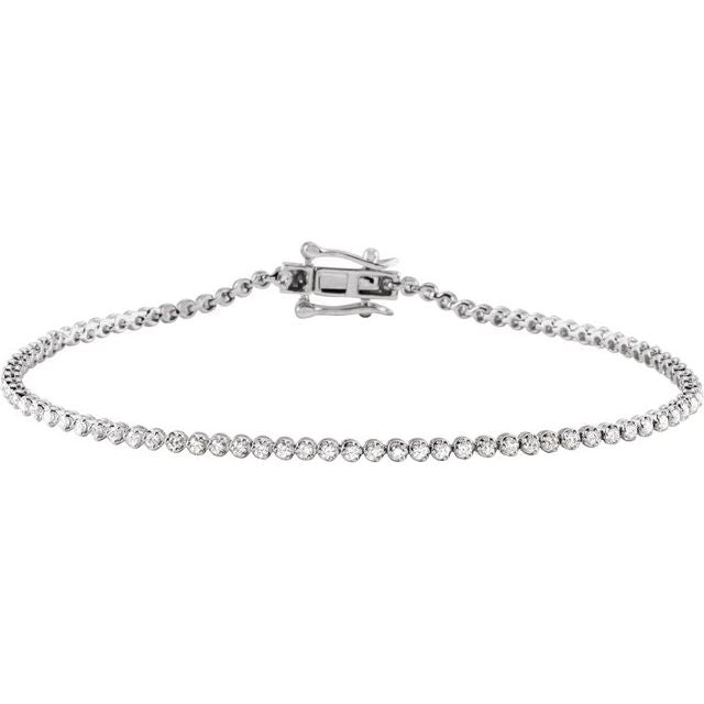 14K White 7/8 CTW Natural Diamond Line 7"  Bracelet
