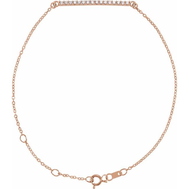 14K and Platinum Natural Diamond Bar Bracelet Adjustable 6.5 to 7.5 Inches Series BRC771