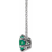 Platinum Lab-Grown Emerald Solitaire 16" Necklace
